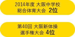 2014年度大阪中学校総合体育大会2位 第40回大阪新体操選手権滝会4位